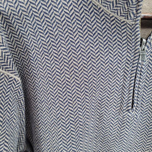 Cremieux Mens Brown Herringbone 1/4 Zip Reversible Pullover Sweater Size 2XL - Picture 6 of 10